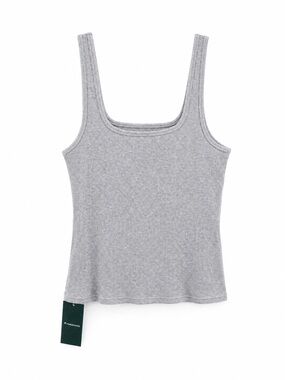 Fabletics Light Gray Ribbed Tank Top